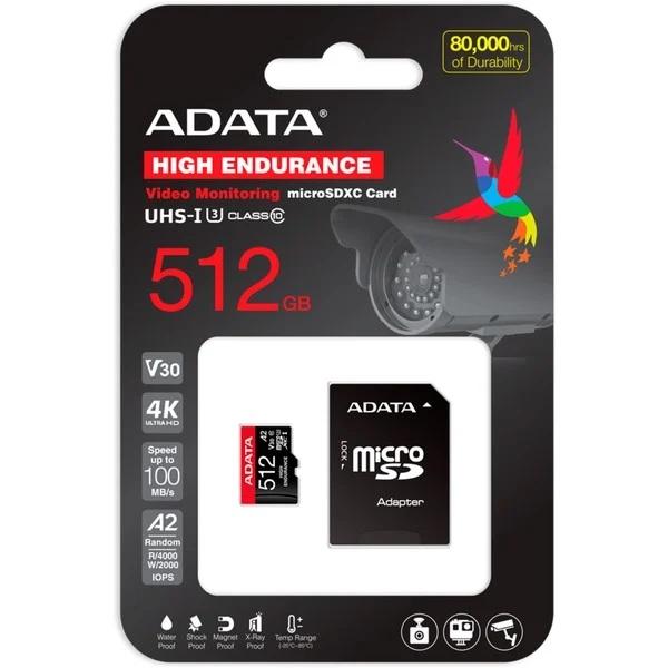 ADATA High Endurance 512 GB microSDXC, Speicherkarte (UHS-I U3, Class 10, V30, A2)